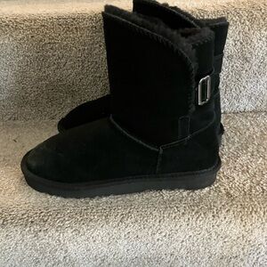 In GREAT CONDITION! STYLE & CO Black Suede Boots with Faux Fur Lining Size 8